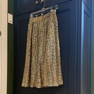 AMPERSAND AVE Gold Sequin A-Line Skirt